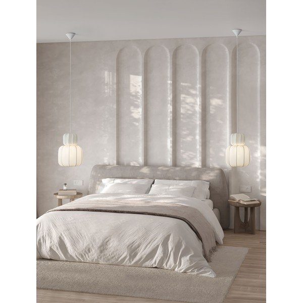 Lampadario bianco opaco in tessuto ø 28 cm Delina – Nova Luce-image-1