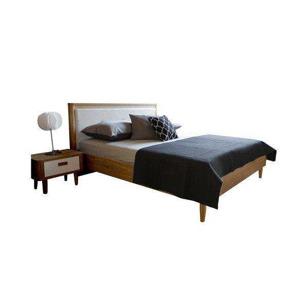 Letto matrimoniale bianco Scandi, 140 x 200 cm - Mazzini Beds-image-4