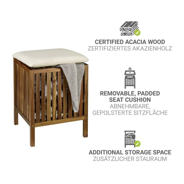 Cesta per il bucato colore naturale scuro in legno 38 l Fondi – Wenko-image-3