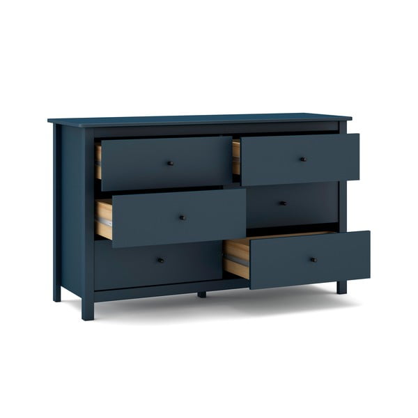 Cassettiera bassa blu scuro in pino 130x80 cm Misti - Marckeric-image-1