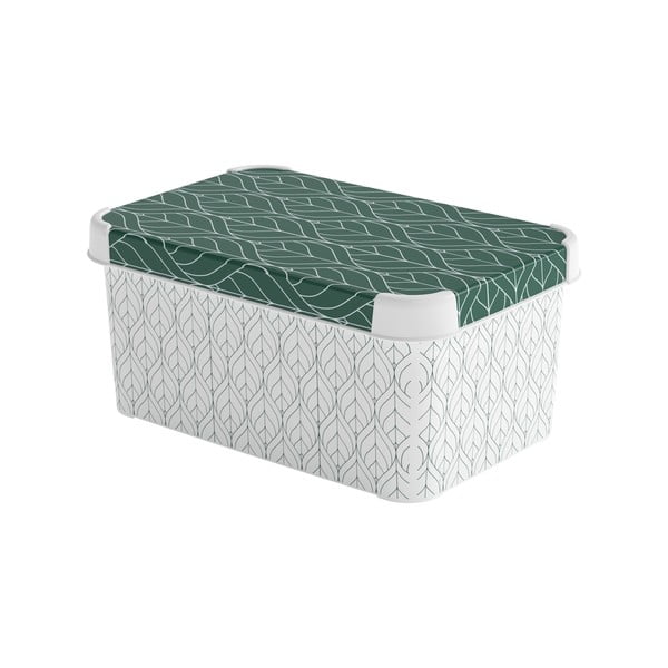 Scatola con coperchio bianca/verde in plastica 29,5x19,5x13,5 cm S – Curver