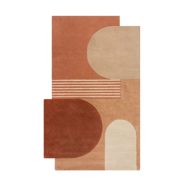 Tappeto color terracotta in lana tessuto a mano 120x180 cm Lozenge Terracotta – Flair Rugs