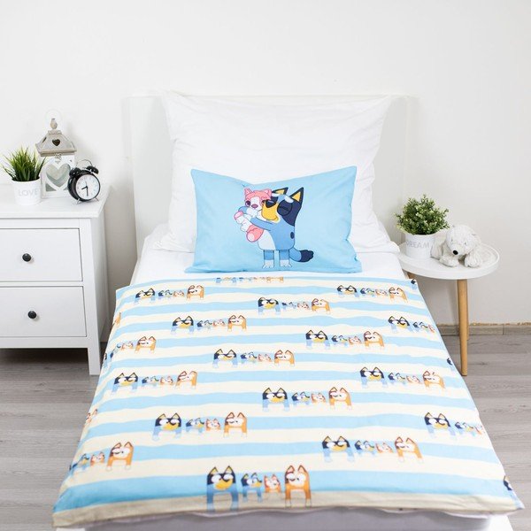 Set copripiumino e federa da bambini blu in cotone per culla 100x135 cm Bluey – Jerry Fabrics-image-2
