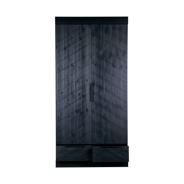 Armadio in legno nero a spina di pesce, altezza 195 cm - WOOOD-image-3