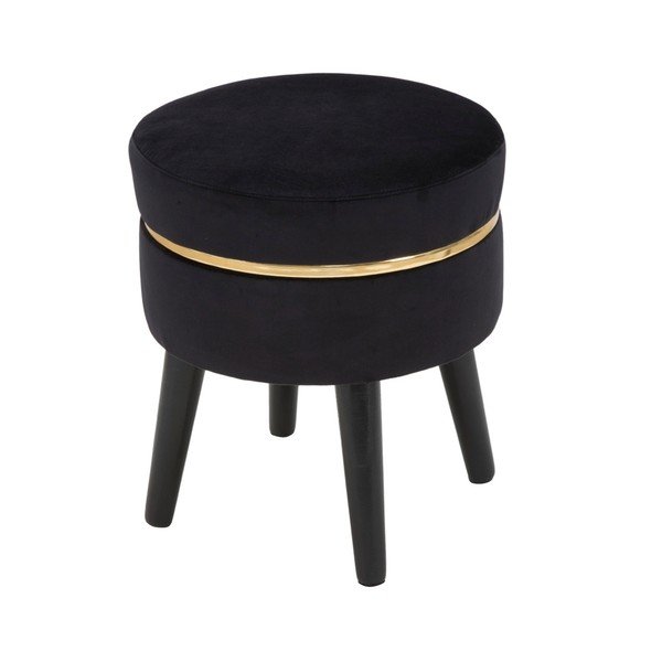 Sgabello imbottito nero Paris, ⌀ 35 cm - Mauro Ferretti-image-1