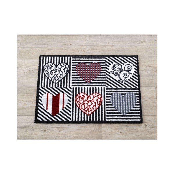 Černo-červený koberec Zala Living Hearts, 50x70 cm-image-1