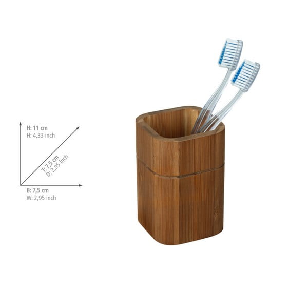 Set di accessori da bagno in bambù marrone Serro - Wenko-image-3