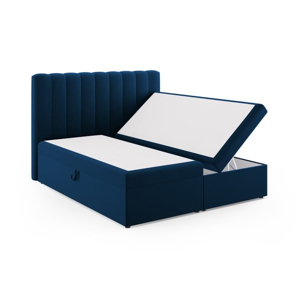 Letto boxspring blu scuro con contenitore 180x200 cm Gina - Milo Casa-image-2
