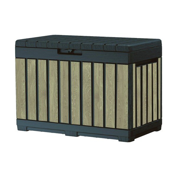 Contenitore da giardino nero/colore naturale chiaro in plastica Deco Kentwood Ashwood – Keter