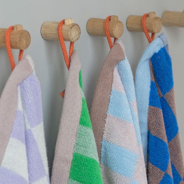 Set di 2 asciugamani in cotone biologico blu-marrone 40x55 cm Retro - Mette Ditmer Denmark-image-2