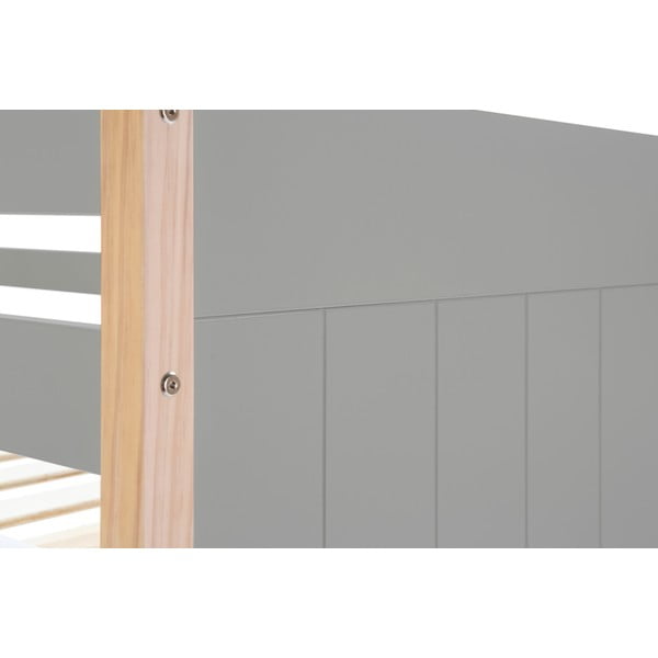 Letto a castello per bambini grigio con gambe in legno di pino , 90 x 190 cm Kiara - Marckeric-image-1