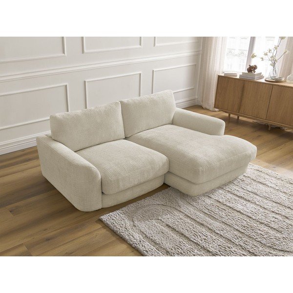 Divano angolare beige (con penisola a destra/con chaise lounge) con rivestimento in ciniglia Leonore – Bobochic Paris-image-4