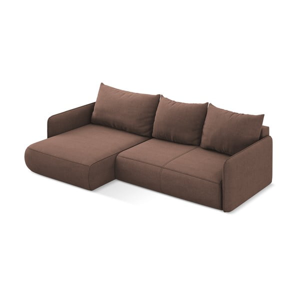 Divano angolare rosa allungabile/con contenitore (con penisola a sinistra) Nanea – Makamii-image-4