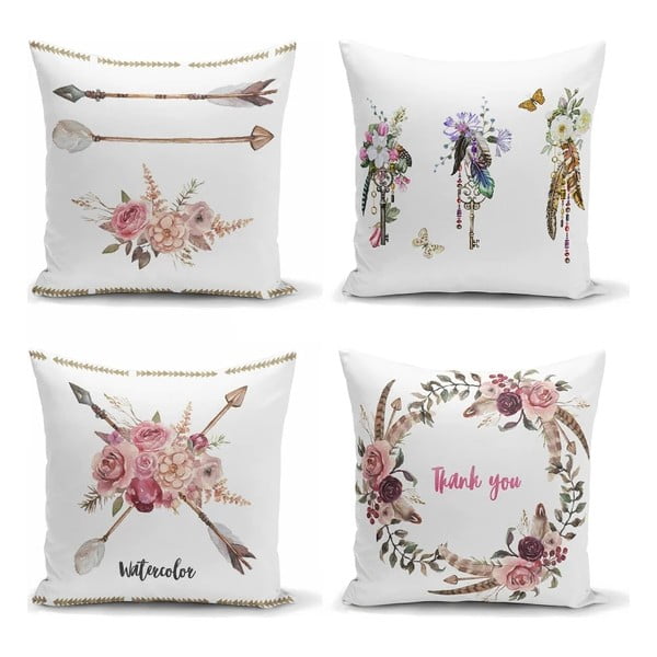 Set di 4 federe decorative Flower Key, 45 x 45 cm - Minimalist Cushion Covers