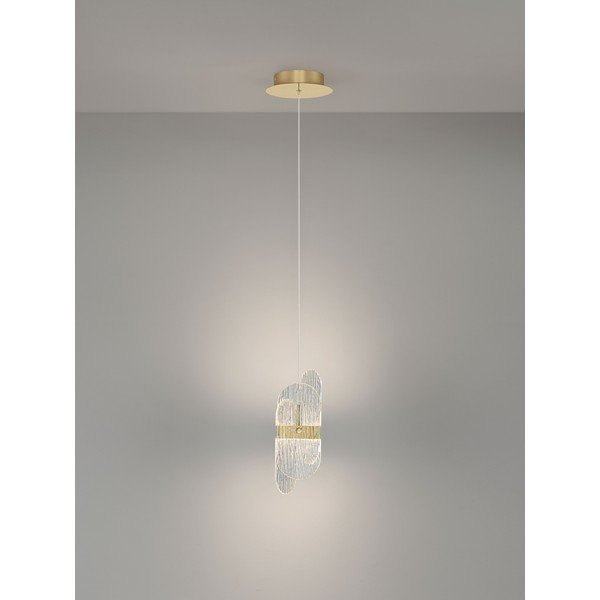 Lampadario LED color ottone in metallo con paralume in vetro con intensità regolabile ø 14 cm Lucien – Nova Luce-image-4