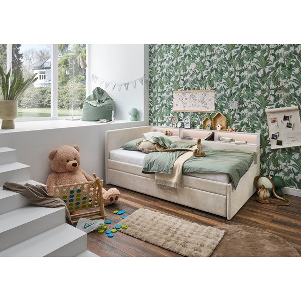 Letto da bambini con sponde beige con contenitore rete non inclusa 90x200 cm Uno – Meise Möbel-image-1