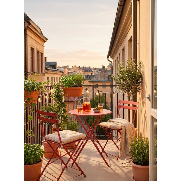 Set da pranzo da giardino color terracotta in acciaio per 2 persone Austin – Bizzotto-image-1