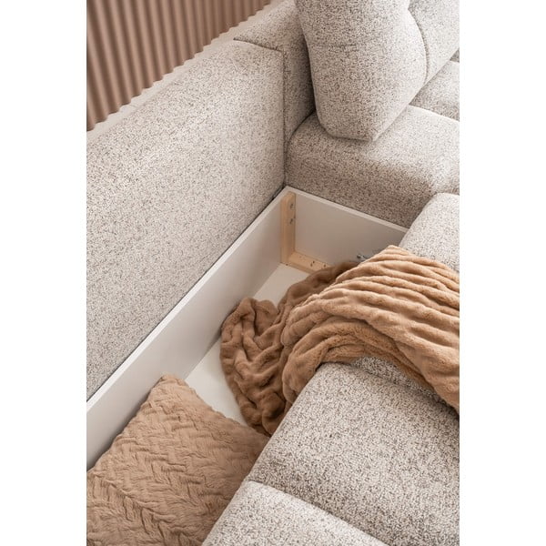 Divano angolare componibile beige allungabile/con contenitore (con penisola a destra) Lulu – Miuform-image-2