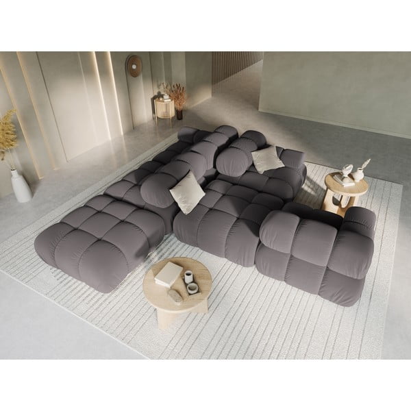 Divano in velluto grigio scuro 282 cm Bellis - Micadoni Home-image-1