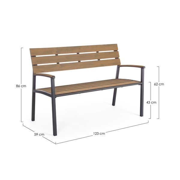 Panca da giardino di colore naturale in metallo Isak – Bizzotto-image-3