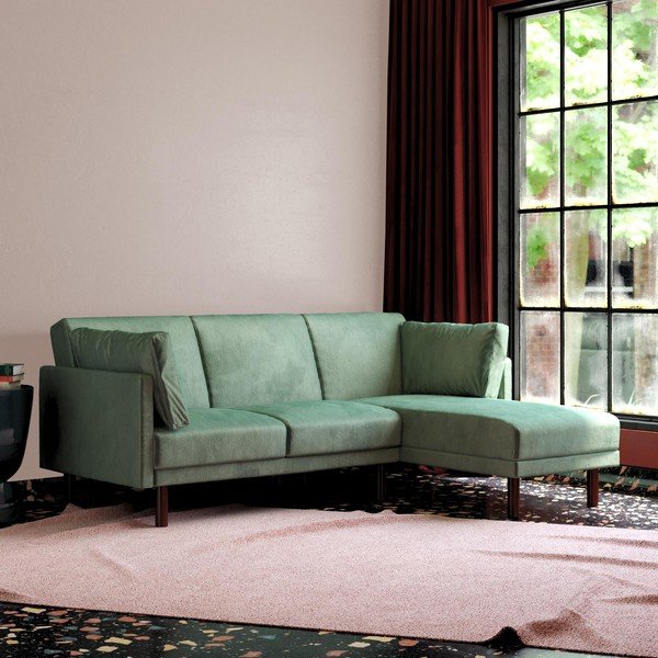 Divano letto verde divano angolare Clair - Støraa-image-1