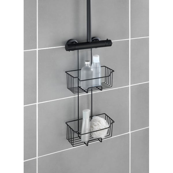 Mensola da bagno sospesa in acciaio inox nero Milo - Wenko-image-1