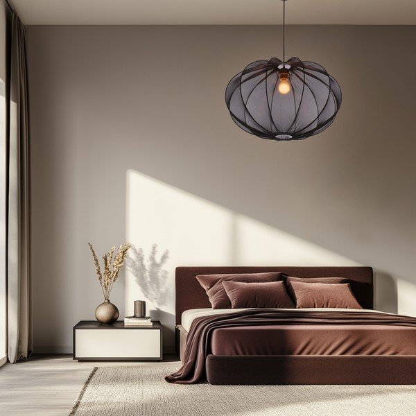 Lampadario nero con paralume in tessuto ø 60 cm Mellow – Candellux Lighting-image-2