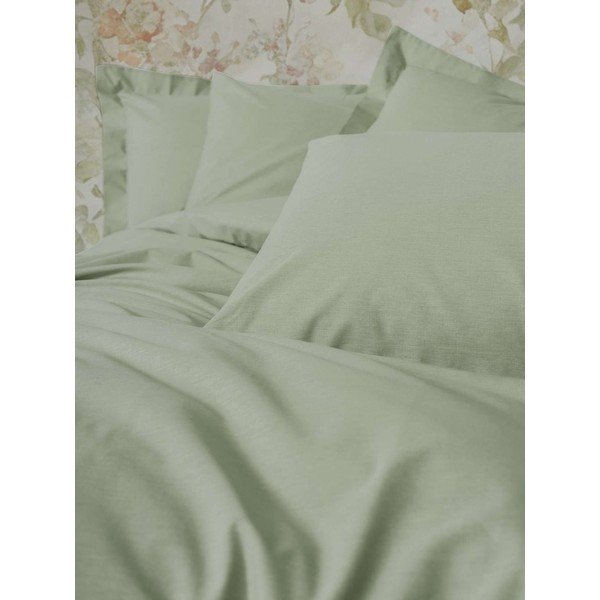 Set copripiumino e federa color salvia per letto singolo 200x140 cm Plain  – Mijolnir-image-1