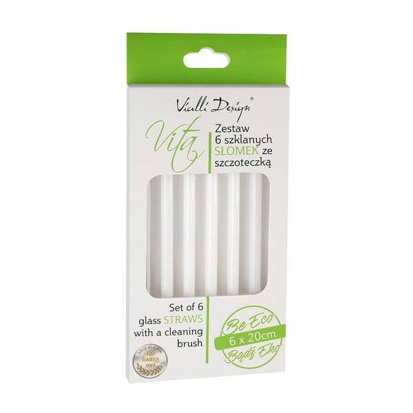 Set di 6 cannucce in vetro bianco per bere, lunghezza 20 cm - Vialli Design-image-2