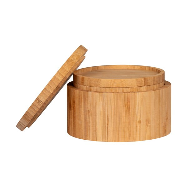 Scatole in set con coperchio/decorative di colore naturale in bambù 2 pz ø 15x8 cm Chefalu – House Nordic-image-1