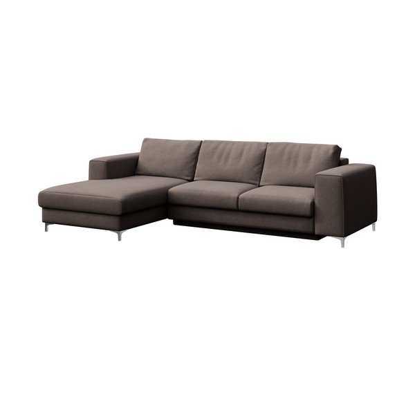 Divano angolare grigio tortora allungabile e con contenitore (con penisola a sinistra e chaise lounge) rivestito in velluto Rene – Rodier-image-2