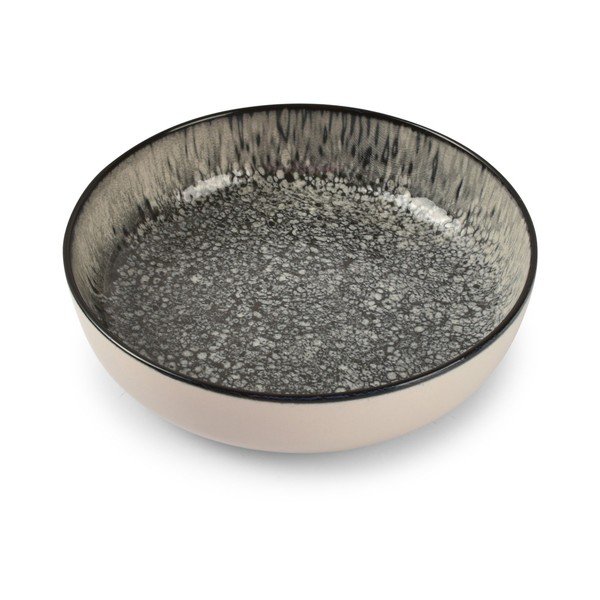 Piatto fondo nero/color crema in gres ø 18,5 cm Gravel – ONA