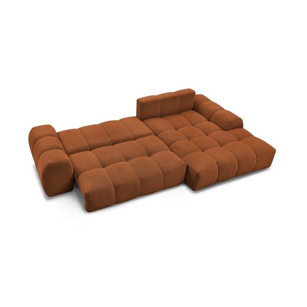 Divano angolare color terracotta allungabile e con contenitore (penisola a destra/chaise lounge) con rivestimento in ciniglia Everest – Bobochic Paris-image-4