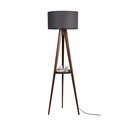 Lampada da terra nera/marrone con paralume in tessuto con ripiano incluso (altezza totale 154 cm) Sehbali Tripod – Opviq lights