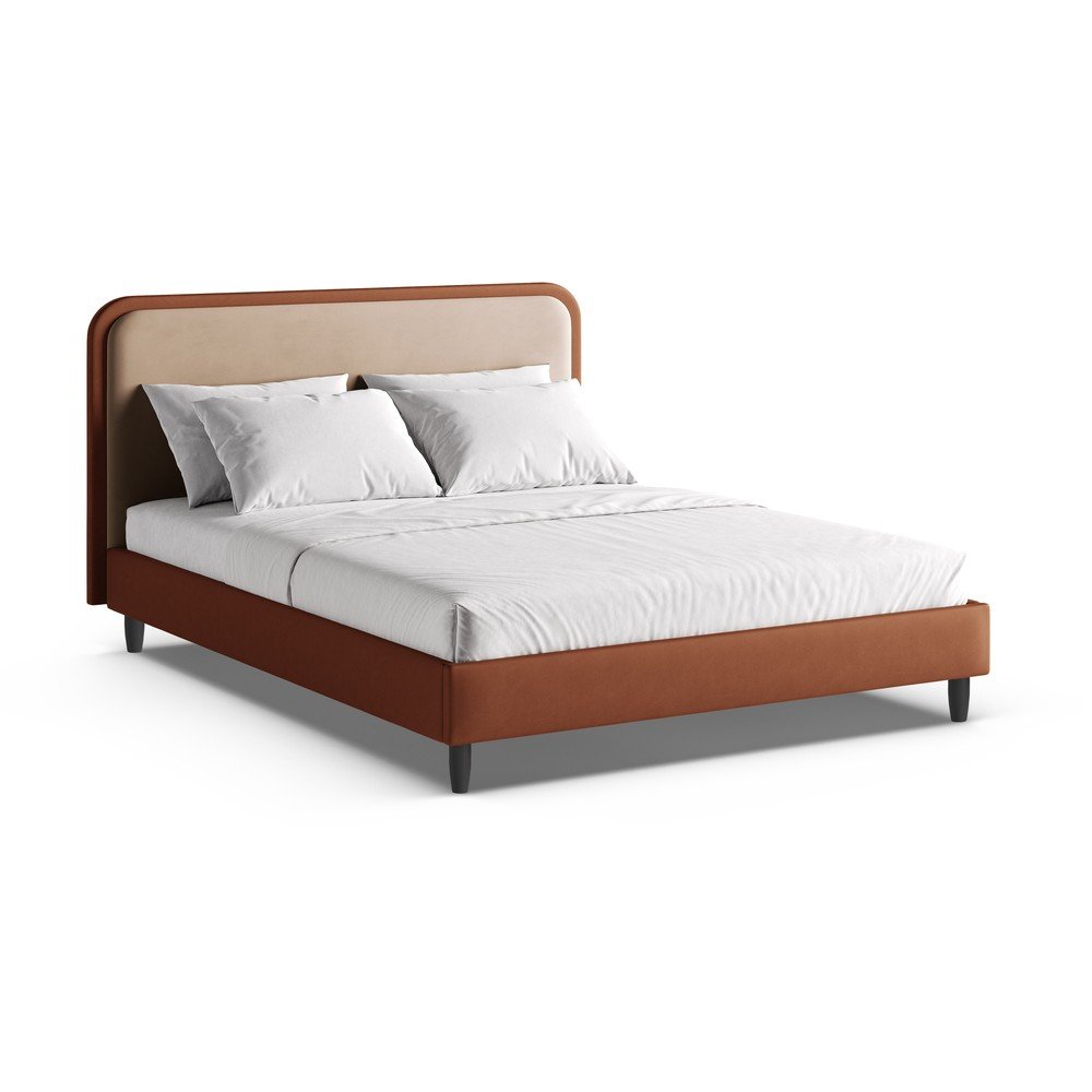 Letto matrimoniale imbottito color mattone con rete inclusa 160x200 cm Aveline – Micadoni  | Letti matrimoniali