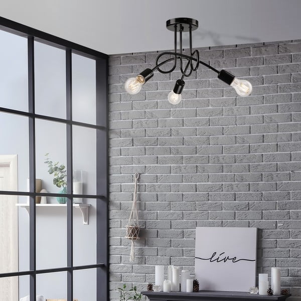 Plafoniera senza paralume nera 36x36 cm Camilla – LAMKUR-image-1