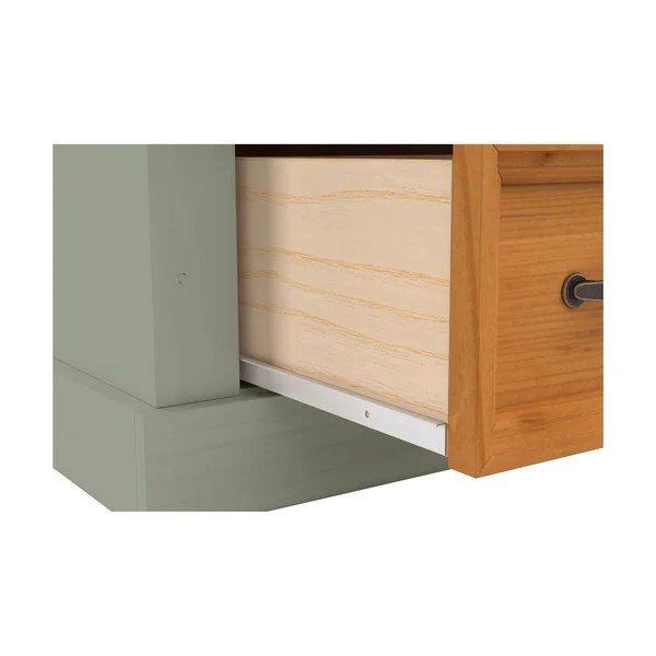 Credenza verde/colore naturale chiaro in pino massiccio 45x100x40 cm Selma – Støraa-image-3