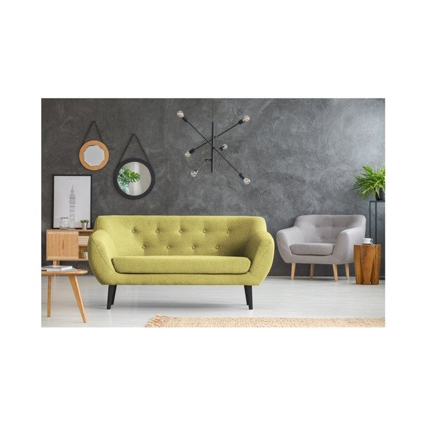 Divano a due posti giallo con gambe marroni Piemonte - Mazzini Sofas-image-4