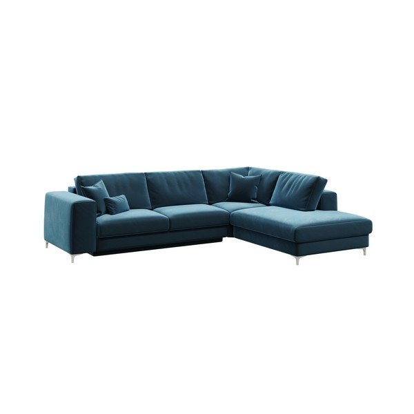 Divano letto angolare in velluto blu scuro Devichy, angolo destro Rothe - devichy-image-2