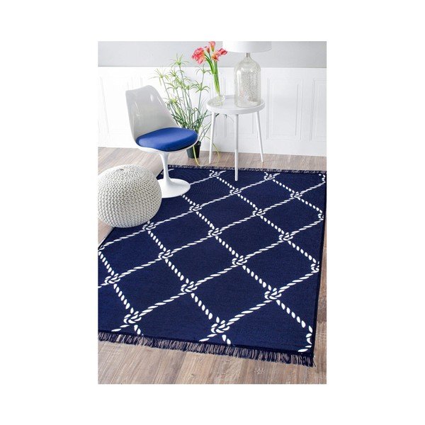 Tappeto bifacciale blu e bianco Corda, 160 x 250 cm - Cihan Bilisim Tekstil-image-4