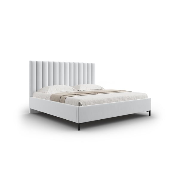 Letto matrimoniale imbottito grigio chiaro con contenitore con griglia 140x200 cm Casey - Mazzini Beds