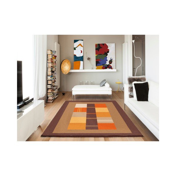Tappeto marrone e arancione Boras Donno, 133 x 190 cm - Universal-image-2