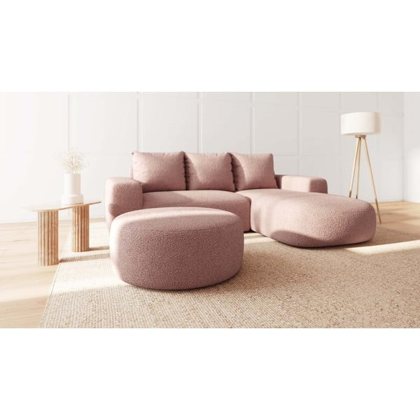 Sgabello rosa chiaro in tessuto bouclé Feiro - MESONICA-image-1