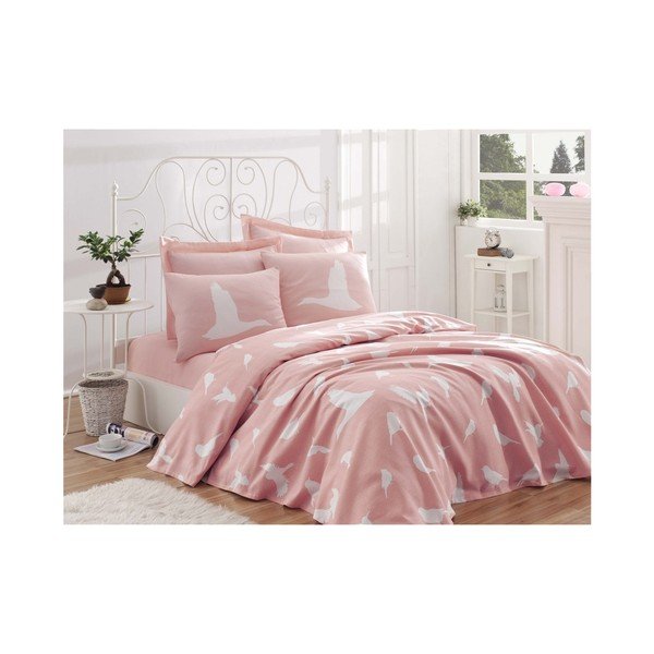 Set di copriletto matrimoniale in cotone con lenzuolo e federe Reterro Takira, 200 x 235 cm - Mijolnir