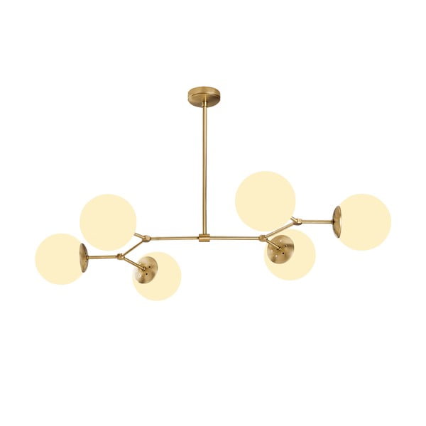 Lampadario bianco/color ottone con paralume in vetro Damar – Opviq lights-image-3