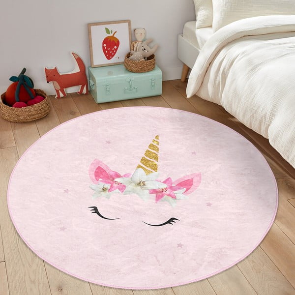 Tappeto rosa per bambini ø 120 cm Comfort - Mila Home-image-1