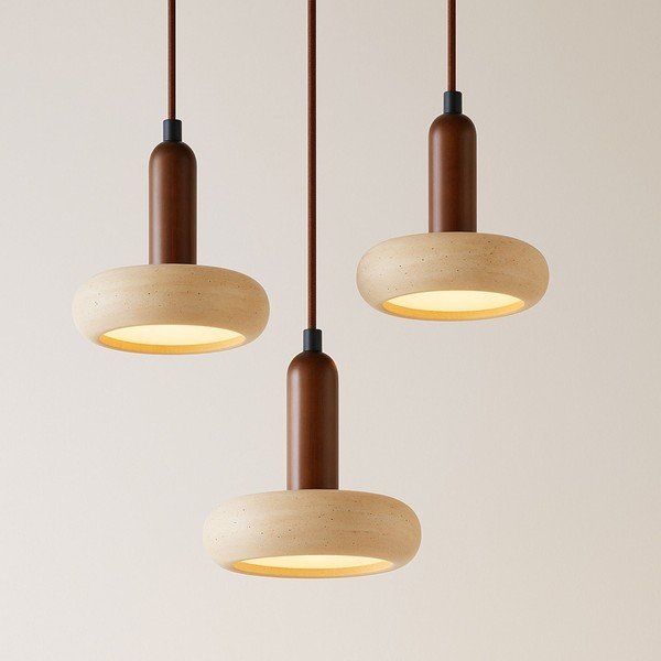 Lampadario LED marrone/beige con paralume in pietra ø 15 cm Karo – Opviq lights-image-2