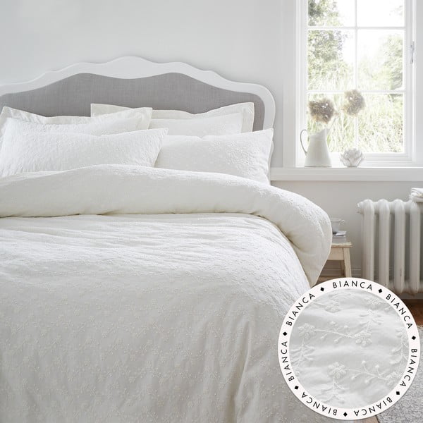 Biancheria da letto in cotone bianco per letto matrimoniale 200x200 cm French Knot Jacquard - Bianca