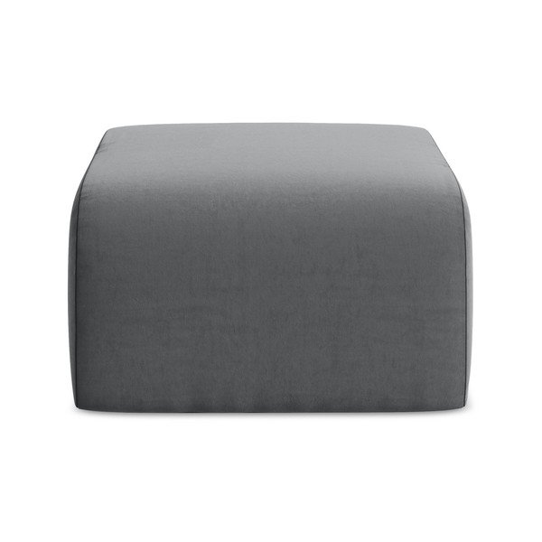 Poggiapiedi grigio con rivestimento in velluto Lani – Makamii-image-2