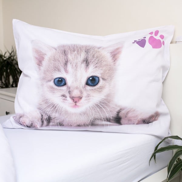 Set copripiumino e federa da bambini bianco in cotone per letto singolo 140x200 cm Kitten "Colour" – Jerry Fabrics-image-3